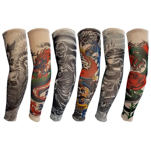 Vista 20 de Yariew, 6 Mangas de Tatúes Temporales, Conjunto de 6 Mangas de Tatúes de Arte Temporal, Falso, Despegable, Color 1, 1 Manga de tatuaje para mujer