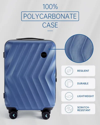 Vista 6 de BAGSMART Equipaje de viaje para equipaje de mano Azul marino Equipaje rígido con ruedas giratorias