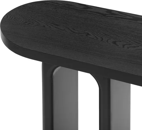 Vista 8 de 50" Modern Art Sculptural Console Table, Oval Cutout Legs, Wood Veneer, Thick Rounded Tabletop, Contemporary Entryway Sofa Table for Living Room
