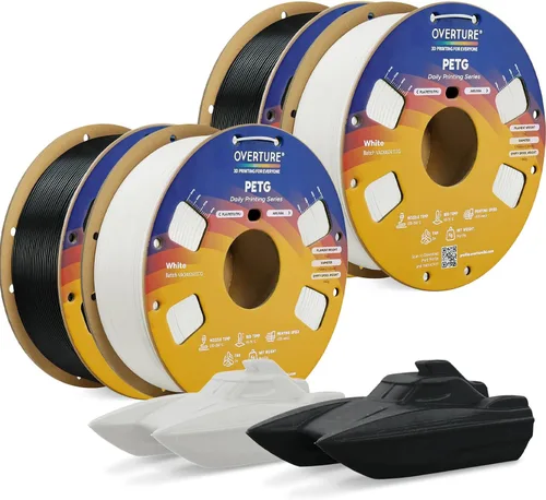 Vista 46 de OVERTURE - Filamento PETG de 1/16 de pulgada (1.75 mm) para impresora 3D y FDM, bien enrollado, duradero, carrete de 4.4 libras, dureza firme