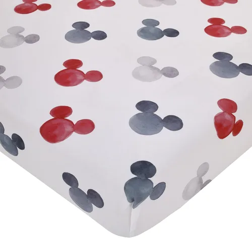 Vista 15 de Todo para Niños Disney Mickey Mouse - Sábana Bajera Ajustable para Cuna de Confeti de Mickey, Colores Rojo, Amarillo, Negro y Blanco Disney Mickey