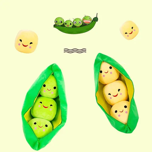 Vista 4 de AOQI Muñeco de peluche gigante de guisantes en vaina, almohada de vaina de guisantes, lindos muñecos de guisantes de peluche, muñeca de planta