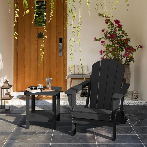 Vista 10 de SERWALL Mesa auxiliar Double Adirondack, Mesa auxiliar de forma rectangular, Negra