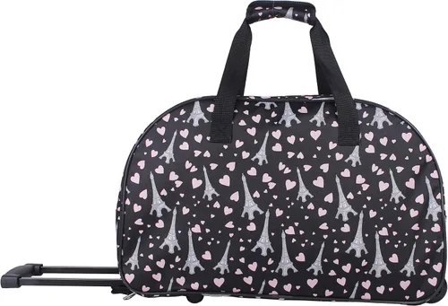 Vista 5 de Betsey Johnson Designer - Colección de equipaje de mano Bolsa de lona ligera de 22 pulgadas Maleta de viaje de negocios durante la noche con 2