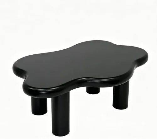 Vista 6 de Mesa de centro irregular moderna de 40 pulgadas, mesa de centro única de nube para sala de estar, mesas centrales bajas y lindas con 4 patas