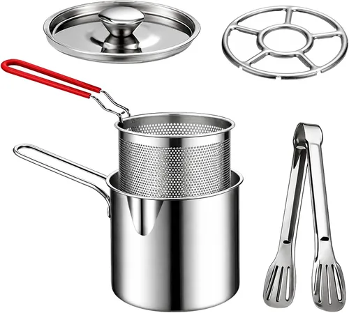 Vista 9 de Juego de ollas de freidora de 1.2L, mini freidora de acero inoxidable 304 3 sets