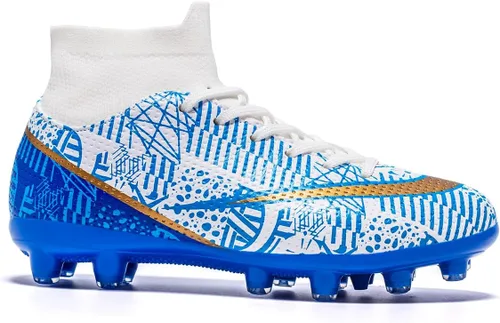 Vista 5 de Favdeol Tacos de fútbol para niños y niñas, zapatos de fútbol para entrenamiento de alta calidad, zapatos de fútbol para exteriores e interiores