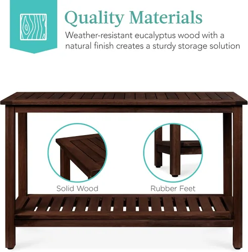 Vista 6 de Best Choice Products - Mesa consola de madera de eucalipto de 48 pulgadas con 2 estantes, organizador de almacenamiento multifuncional
