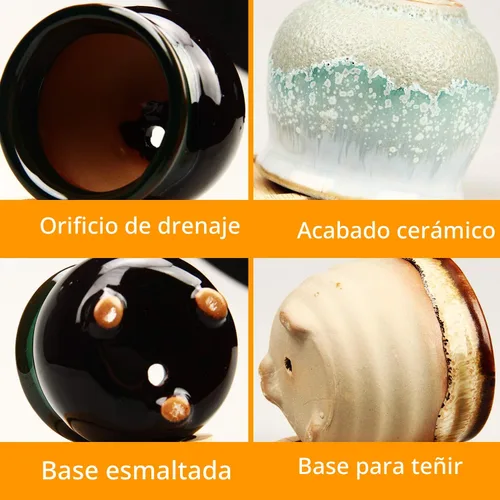 Vista 6 de Maceta pequeña de cerámica de 2.1 pulgadas, macetas, mini macetas
