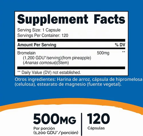 Vista 2 de Nutricost Bromelina (500 mg) 120 Cápsulas Vegetarianas, Sin Gluten