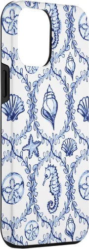 Vista 3 de Funda náutica para iPhone 12 Pro Max Coastal Nieta Preppy Shells náutica blanca azul mar