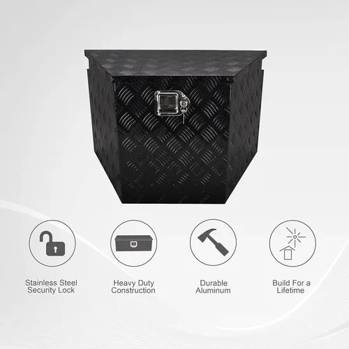 Vista 5 de Caja de herramientas de aluminio de 29 pulgadas para remolque de utilidad, caja de herramientas con lengüeta ancha para remolque de utilidad