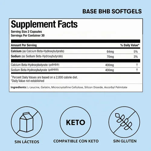 Vista 3 de Perfect Keto - Cápsulas de cetonas exógenas Beta-Hidroxibutirato (goBHB)