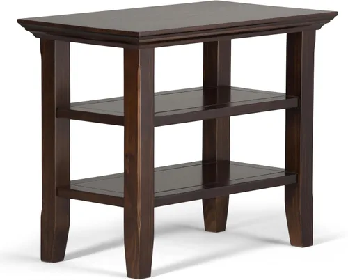 Vista 41 de SIMPLIHOME Acadian Mesa auxiliar estrecha – Mesa auxiliar rectangular de madera maciza de 14 pulgadas de ancho con 2 estantes abiertos en negro