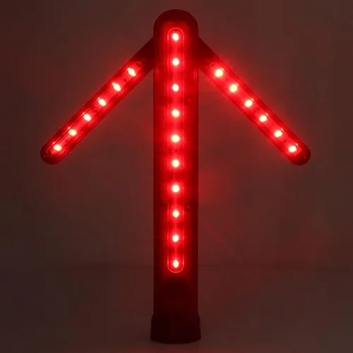 Vista 7 de Luqeeg Varita de tráfico, LED de seguridad vial con flecha de giro, 45 grados ajustable, USB, recargable, lámpara LED de seguridad con base