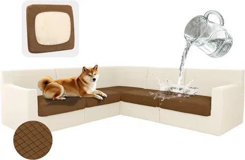 Vista 12 de ALIECOM Fundas 100% impermeables para sofá seccional esquinero en forma de L, fundas de cojín de jacquard elásticas para mascotas y perros