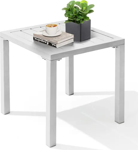 Vista 13 de Crestlive Products Mesa auxiliar de aluminio para exteriores, mesa lateral para silla de piscina, mesa de café pequeña y resistente a la intemperie