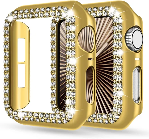 Vista 32 de Adepoy - Funda Compatible para Apple Watch de 1.496 Pulgadas Serie 3/2/1, con Brillantes, Funda Protectora con Marco de Pantalla para Mujer, Niña