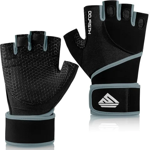 Vista 7 de Guantes de Entrenamiento Guantes de Gimnasio Guantes de Levantamiento de Pesas para Hombres y Mujeres con Almohadilla Completa en la Palma, Soporte