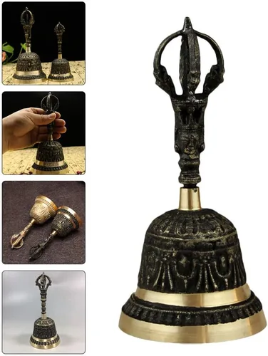 Vista 9 de Campana de llamada retro campana de mano antigua campanas de trineo de mano Campanas de cena de bronce Campanas decorativas Campana de servicio