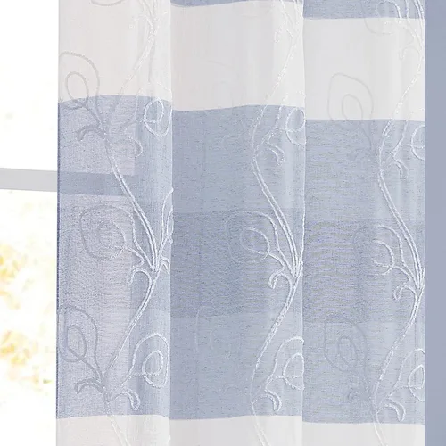 Vista 3 de Dainty Home Silvia - Par de paneles de ventana con bordado floral de chenilla de 76 x 84 pulgadas, color azul, SILV7684BL