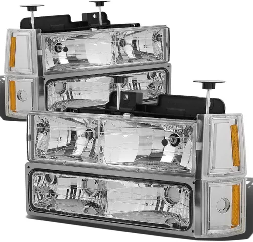 Vista 8 de DNA Motoring Conjunto de faros delanteros (lado del conductor y del pasajero), Compatible con 92-99 Chevy GMC C/K 1500 2500 Suburban Yukon