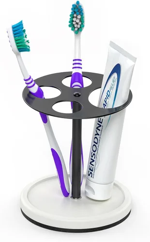 Vista 8 de Luxspire Soporte para cepillos de dientes, organizador de cepillos de dientes de acero inoxidable con base de tierra de diatomeas, soporte