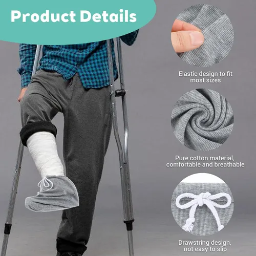 Vista 6 de Funda de calcetín fundida para pies, funda lavable para pierna, ajustable, con cordón, fundas de algodón para pies cortos, protector de fundición