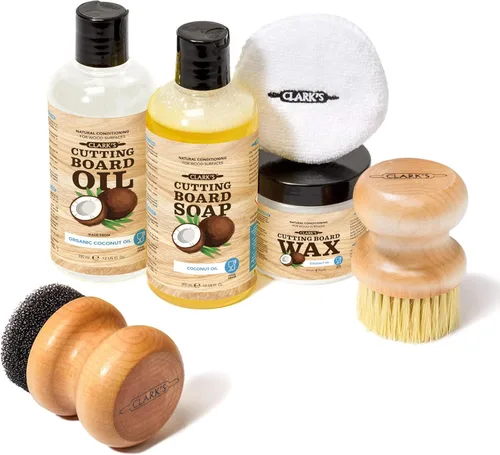 Vista 11 de CLARK'S Kit de acabado de aceite y cera para tabla de cortar de coco, fabricado con aceite de coco refinado, incluye aceite (12 onzas), cera