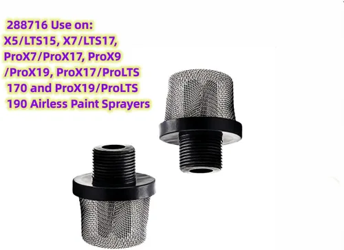 Vista 5 de Juego de filtros de repuesto para filtros rociadores de pintura Graco - (2+10 unidades) 288716 rosca de filtro de entrada de 3/4 pulgadas y 288749