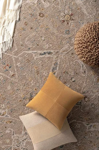 Vista 10 de Hauteloom Kunzite - Alfombra de área para sala de estar, dormitorio, borde de medallón floral geométrico envejecido, tradicional oriental de Marrón
