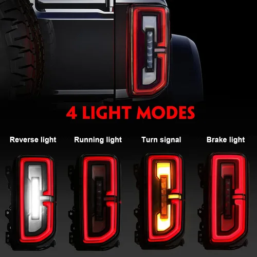 Vista 4 de Juego de luces traseras LED para Ford Bronco 2021 2022 2023, juego de luces traseras mejoradas, solo apto para accesorios halógenos originales