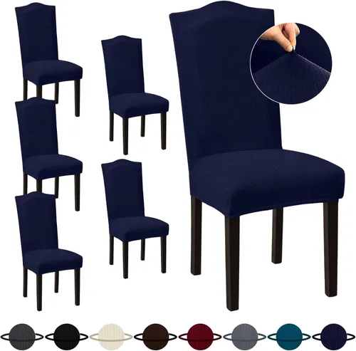 Vista 60 de Sufdari Juego de 4 fundas para sillas de comedor, color beige, antideslizantes, de elastano, elásticas, para comedor, hotel (Grande)