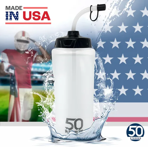 Vista 5 de 50 Strong Botella de agua de hockey y lacrosse con pajita, 1 litro