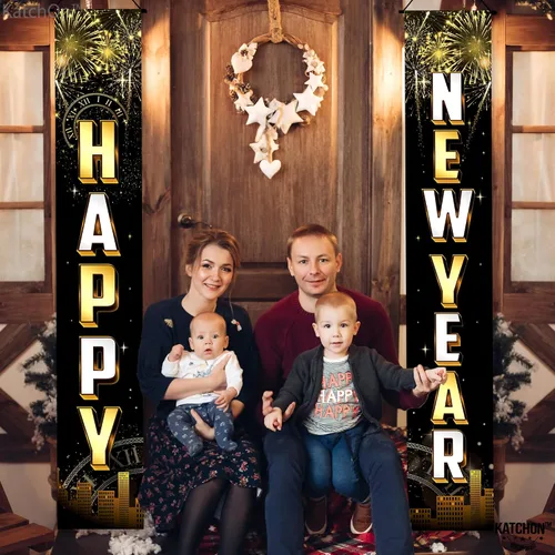 Vista 6 de KatchOn, Cartel de puerta de feliz año nuevo, 72 x 12 pulgadas, pancarta de feliz año nuevo para decoraciones de Año Nuevo 2026 Decoraciones NYE
