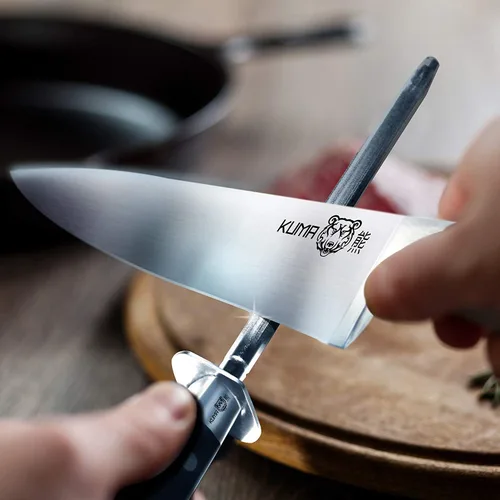 Vista 3 de KUMA Juego de cuchillos de chef multiusos y afilador de cuchillos de cocina, cuchillo de chef de 8 pulgadas para tallar, cortar, cortar y afilar