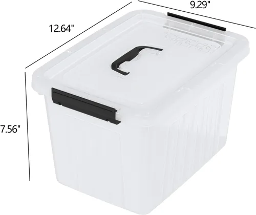 Vista 2 de Contenedores de almacenamiento de plástico de 12 cuartos de galón con tapas, caja de almacenamiento de plástico, 6 paquetes