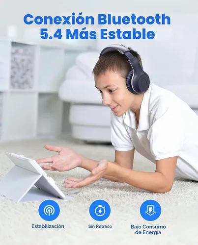 Vista 4 de EarFun K2 - Auriculares Bluetooth para niños, con volumen limitado, tiempo de reproducción de 40 horas, micrófono integrado, sonido estéreo
