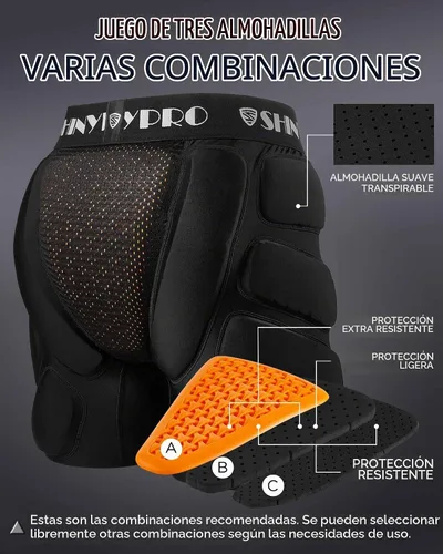 Vista 2 de Pantalones cortos acolchados de protección para snowboard y patinaje CE Nivel 2 Protección resistente para glúteos y coxis