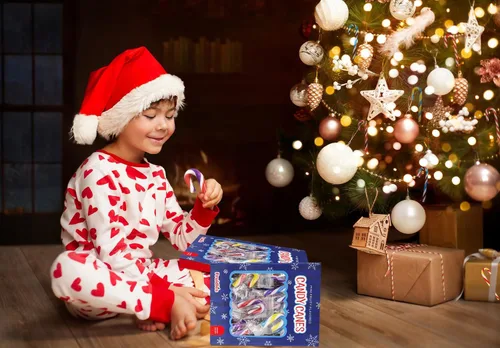 Vista 7 de Fruidles Paquete de 100 unidades de bastones de caramelo de Navidad, sabor afrutado multicolor, envueltos individualmente, 2 pulgadas