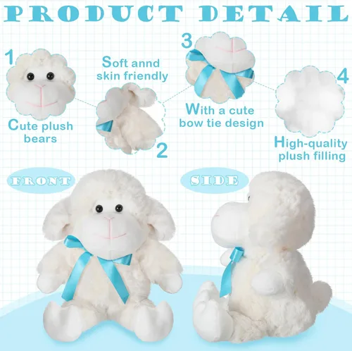 Vista 3 de Poen 10 piezas de cordero, oveja, peluches de cordero, de 11 pulgadas, lindo animal de peluche de oveja blanca, juguetes para abrazar, regalo