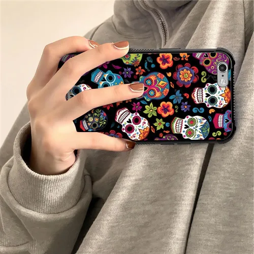 Vista 290 de Funda compatible con iPhone 8, a prueba de golpes, antiarañazos, bandera de ciervos de cola blanca de grano de madera estadounidense