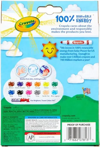 Vista 3 de Crayola Marcadores de Línea Fina Ultra Limpios (12 unidades), Marcadores Lavables para Niños, Artes y Manualidades, Marcadores para Libros