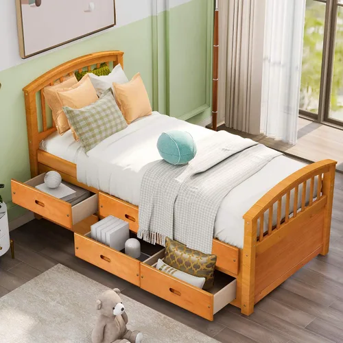 Vista 10 de Harper & Bright Designs Base de cama de tamaño individual con 6 cajones de almacenamiento, sofá cama individual con almacenamiento, marco de cama