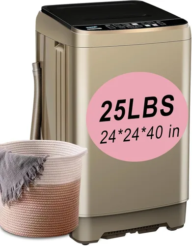 Vista 12 de Lavadora completamente automática de 17.7 libras, pequeña, compacta, portátil, programa de 10 lavados y 8 niveles de agua, lavadora compacta