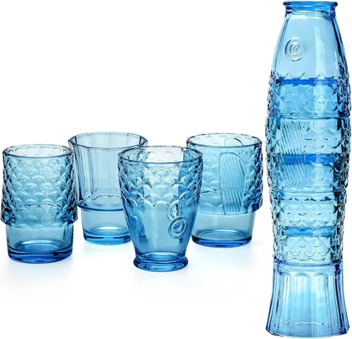 Vista 10 de Juego de 4 vasos para beber con diseño de pez Koi, vasos de ámbar apilables, vasos para bebidas, vasos de jugo, vasos de agua potable, cristalería