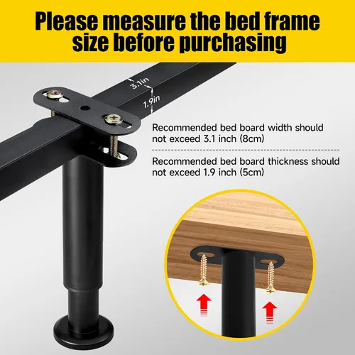 Vista 4 de ZhouDaShu Marco de cama de altura ajustable con patas de soporte central de repuesto con base más ancha, kit de refuerzo de cama para listones