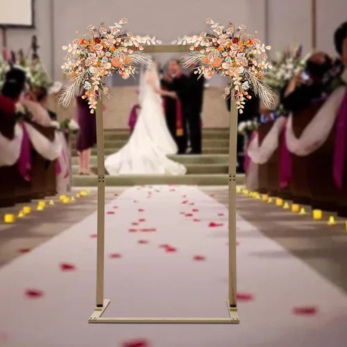 Vista 8 de Soporte de Arco de Boda Cuadrado de 7 Pies para Fondo, Arco de Boda de Madera Cenador de Jardín, Arcos de Boda para Ceremonia, Boda, Cumpleaños