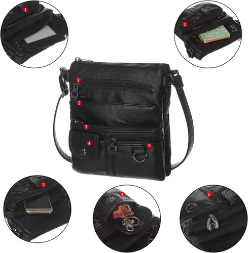 Vista 4 de MINICAT Bolso cruzado pequeño de cuero sintético suave para mujer