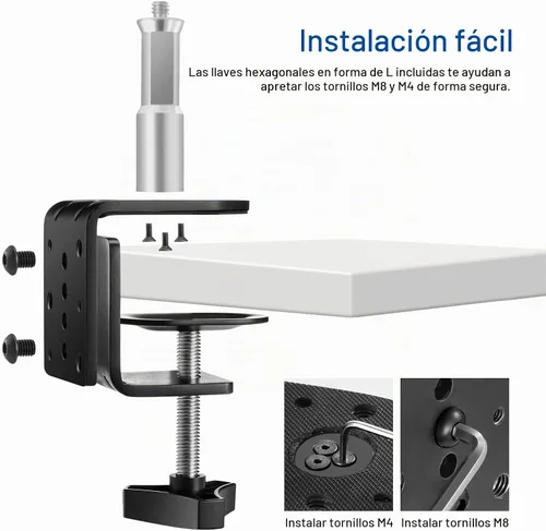 Vista 6 de NEEWER Abrazadera C resistente con columna de montaje para soporte de luz